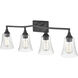 Caily 4 Light 32.5 inch Matte Black Vanity Light Wall Light
